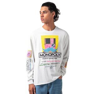 Monopoly Licensed White Long Sleeve 100% Cotton T-shirt Size M